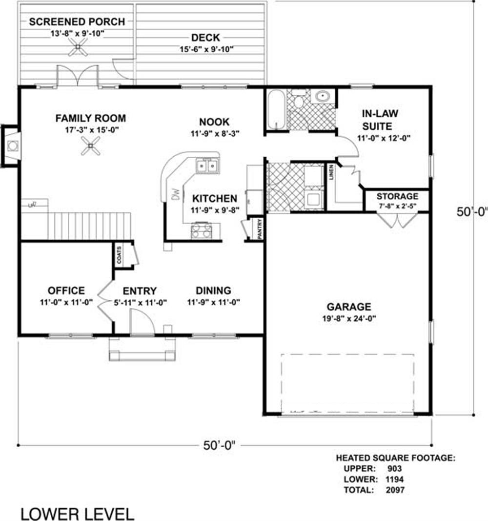 Floor Plan First Story of Colonial Plan #109-1057